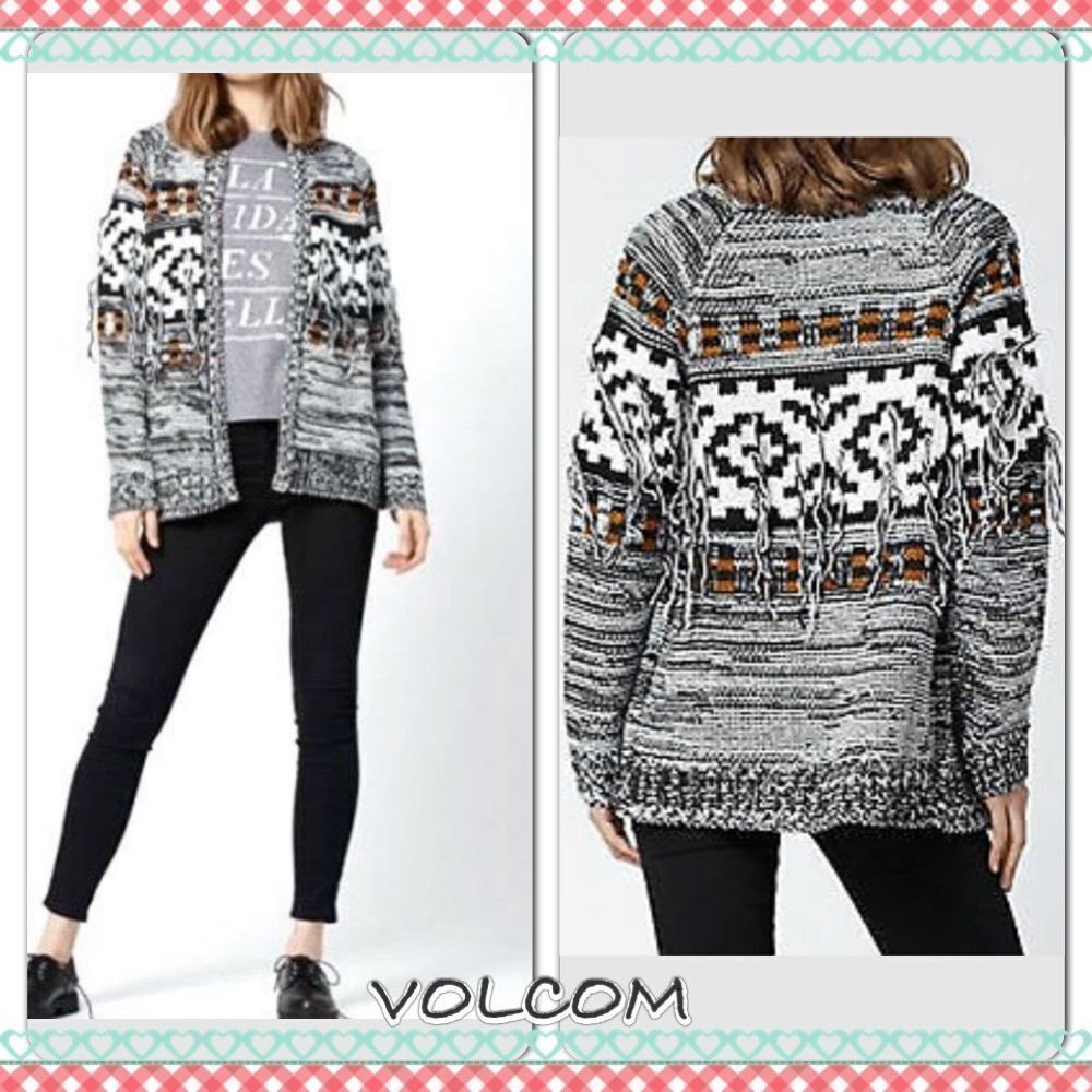 VOLCOM boho fringe sweater cardigan XS/S